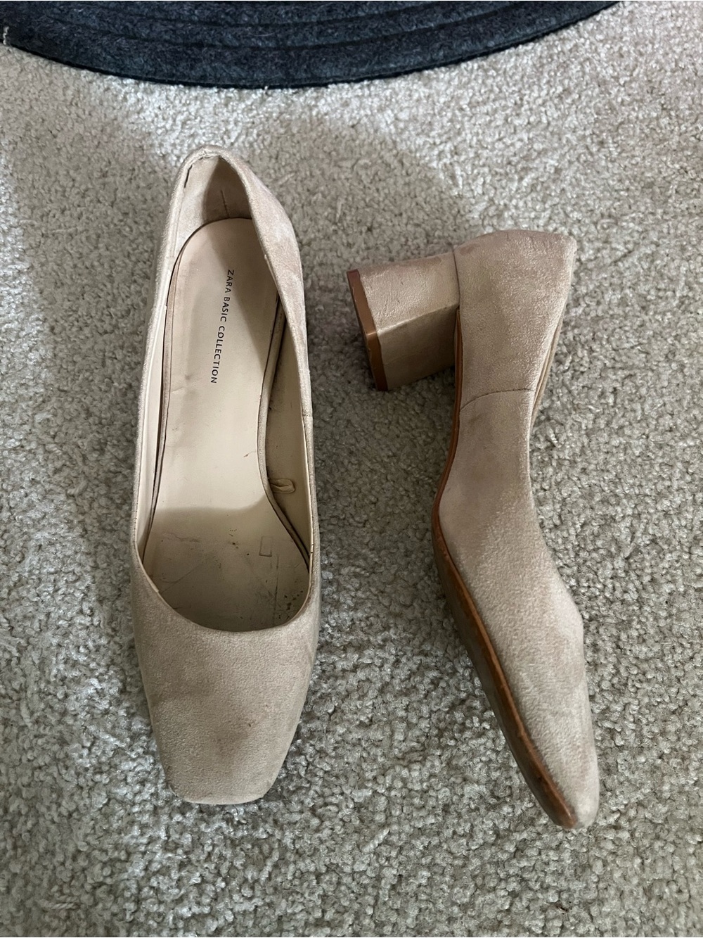 Zara Beige Suede Block Heels